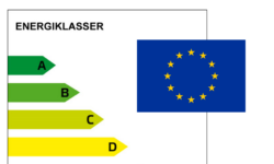 Bilder av EU-flaggan samt Boverkets energiklasser